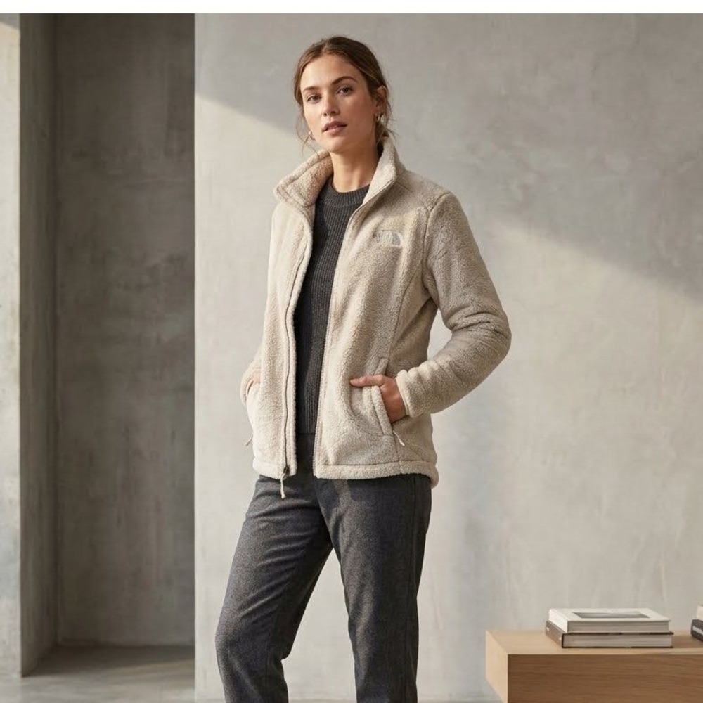 The North Face Osito‎ Fleece Jacket Womens Medium Oatmeal Beige Full Zip Soft
